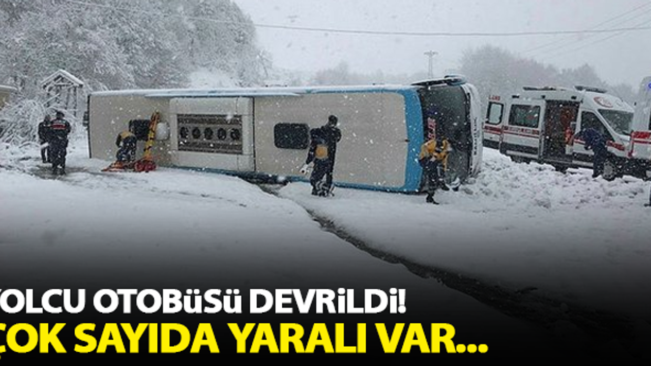 Yolcu otobüsü devrildi! Çok sayıda yaralı var...