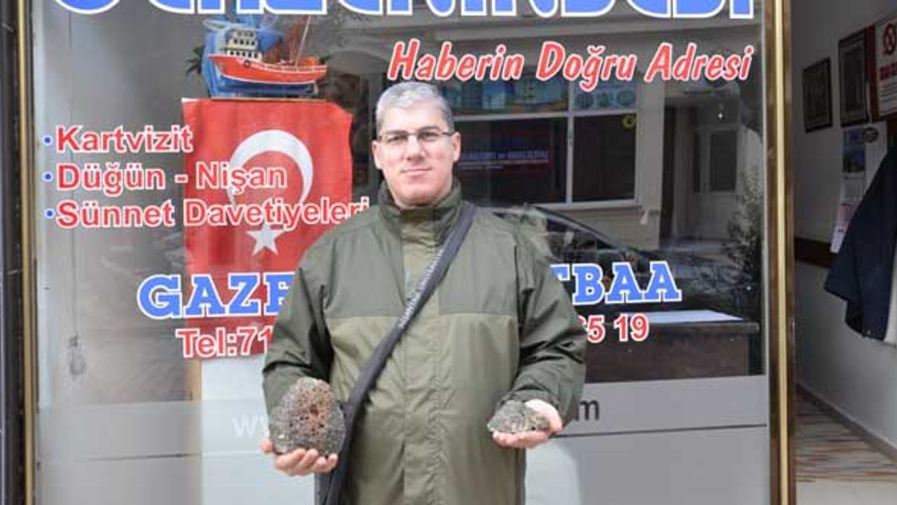 150 bin dolarlık 'gök taşı'nı Gerze'de sergiliyor