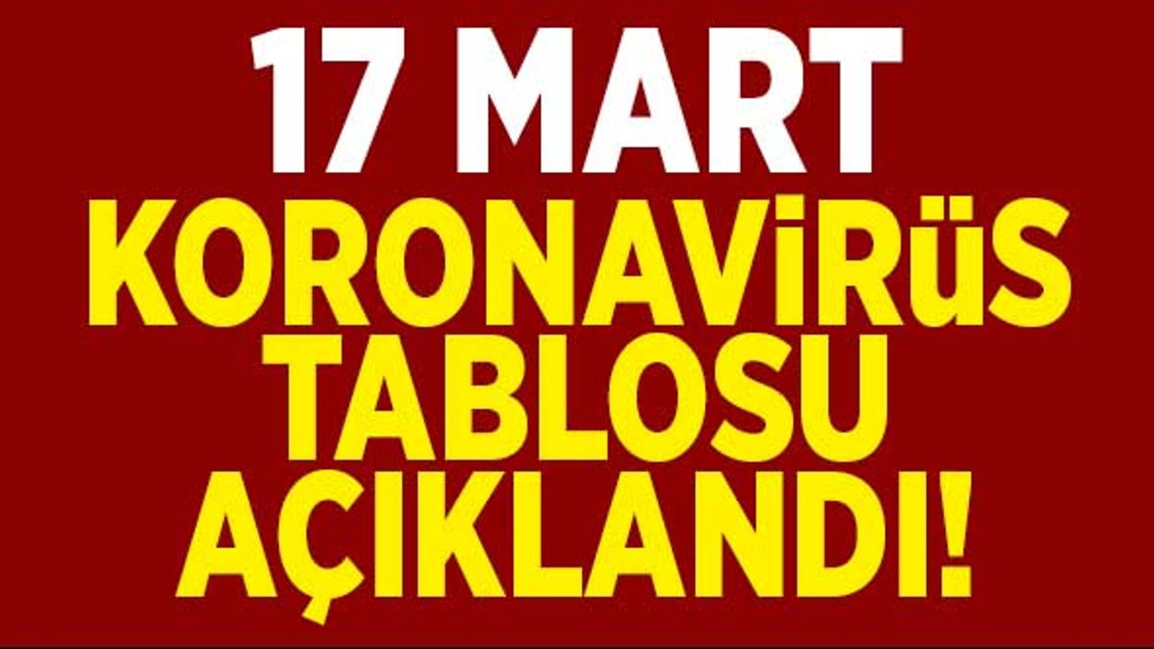 17 Mart koronavirüs tablosu açıklandı!