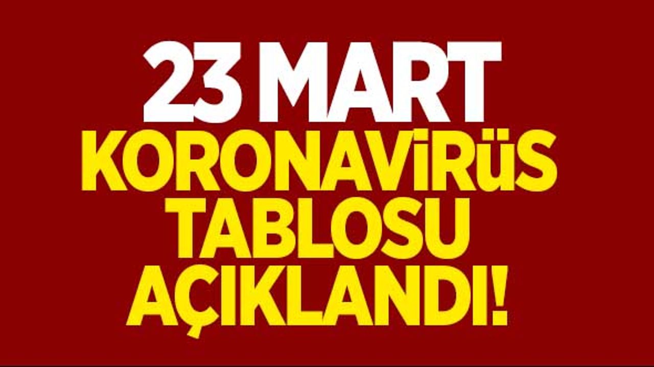 23 Mart koronavirüs tablosu açıklandı!