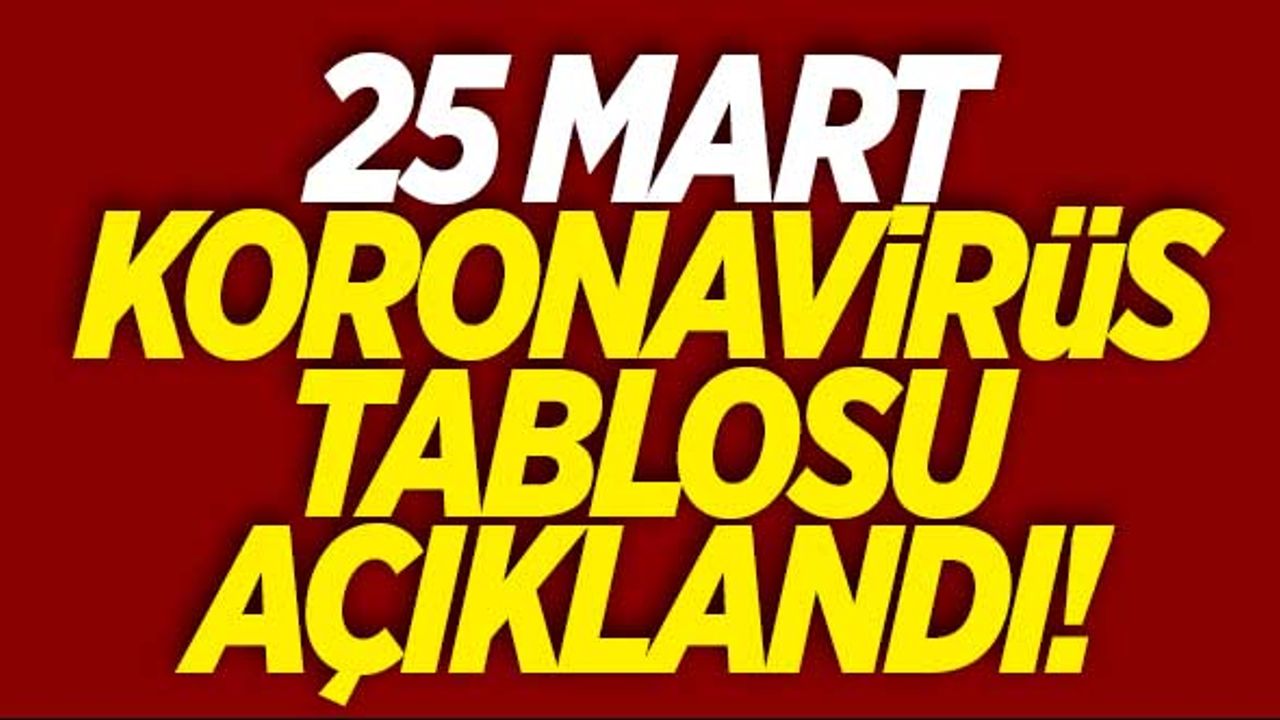 25 Mart koronavirüs tablosu açıklandı!