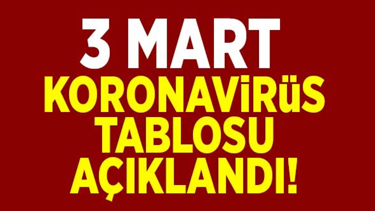 3 Mart koronavirüs tablosu açıklandı!