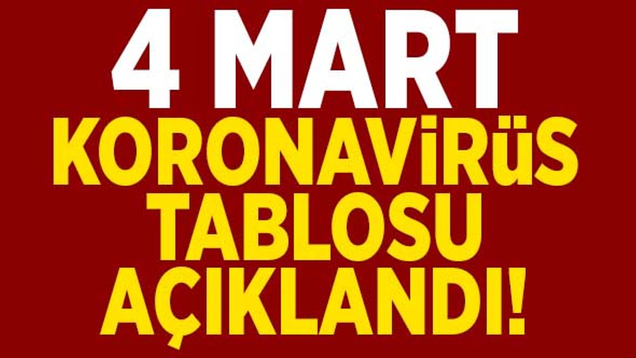 4 Mart koronavirüs tablosu açıklandı!