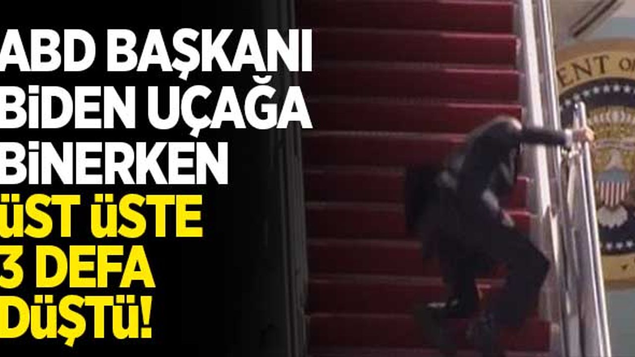 ABD Başkanı Biden uçağa binerken üst üste 3 kere düştü!