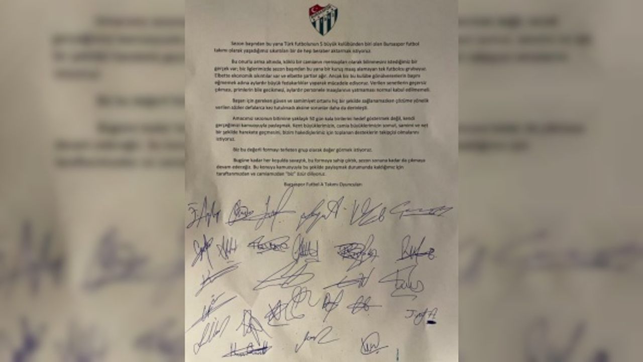Bursasporlu oyuncular ortak bildiriyle maaşlarının ödenmediğini iddia etti