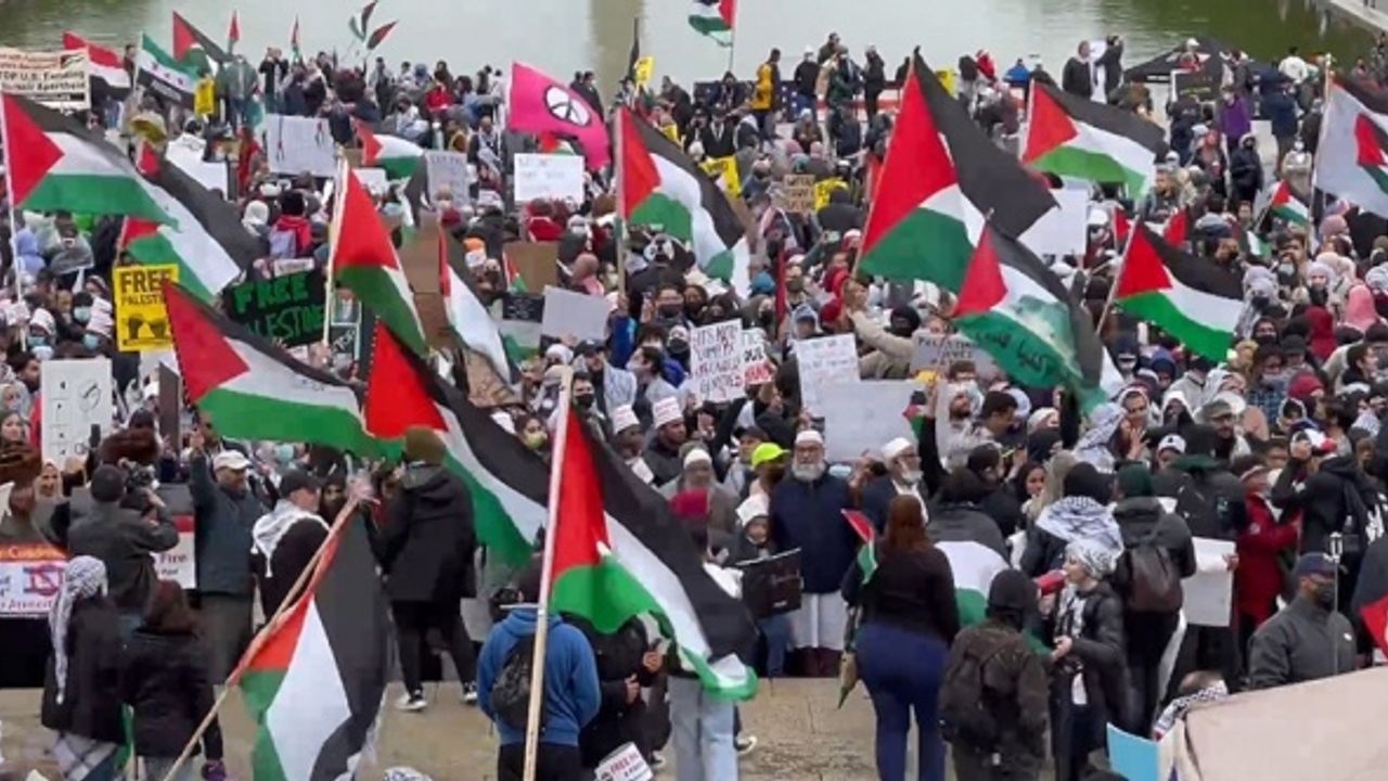 ABD'nin başkenti Washington’da binlerce kişi 'Filistin'e destek' gösterisi düzenledi