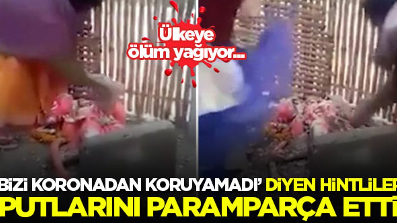 'Bizi koronadan koruyamadılar' diyen Hintliler putları paramparça etti