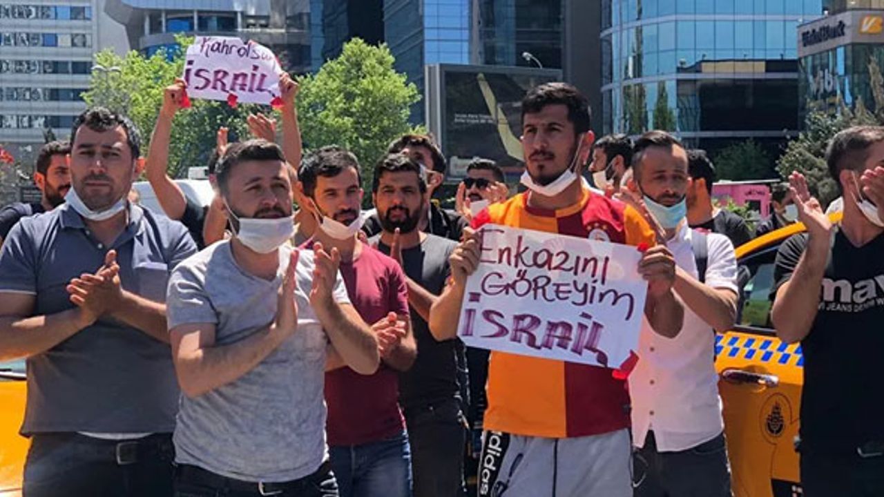Taksicilerden İsrail protestosu: ‘Enkazını göreyim İsrail’