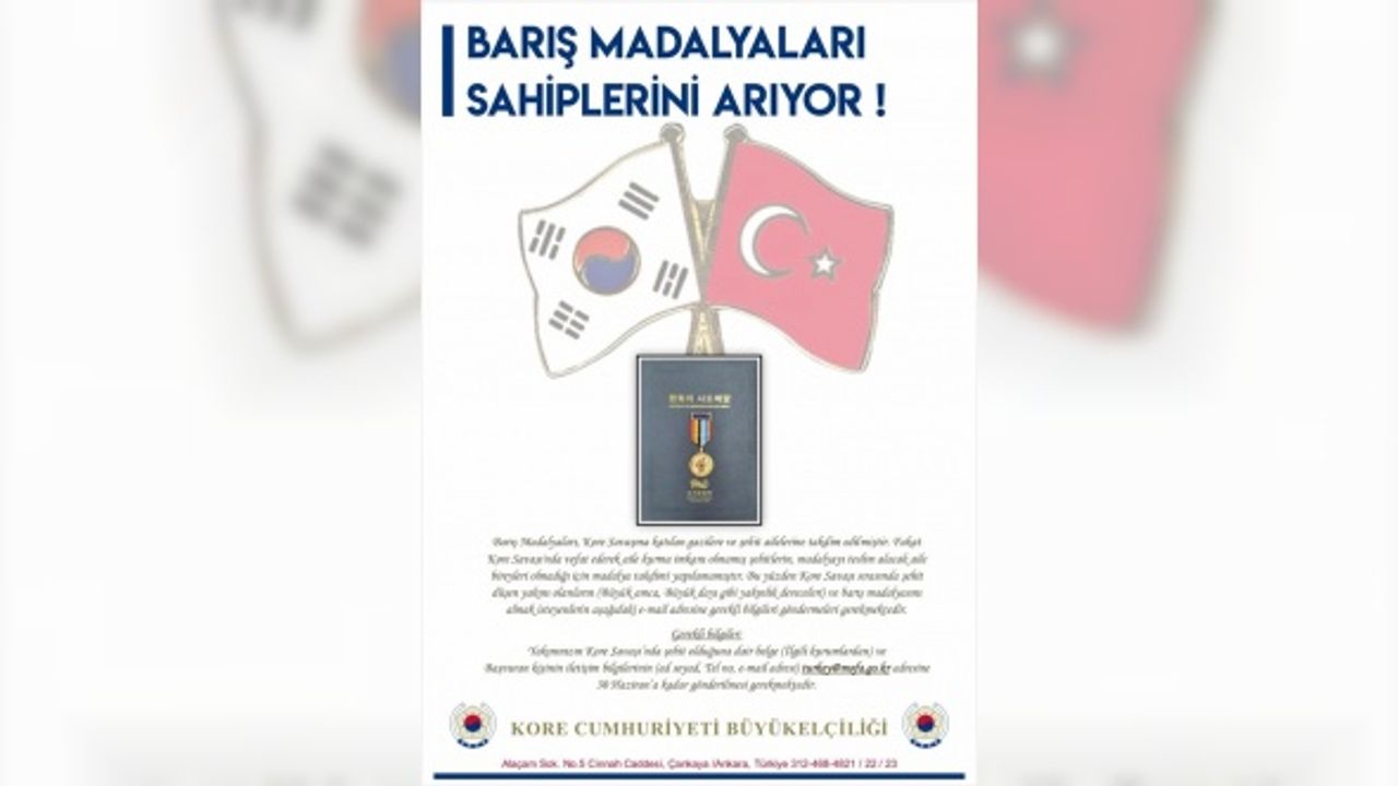 Güney Kore'de, Kore Savaşı'na katılan gazi ve şehitlerin ailelerine “Barış Madalyaları“ takdim edildi!