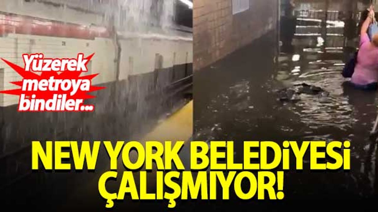 New York Belediyesi çalışmıyor! Yüzerek metroya bindiler...