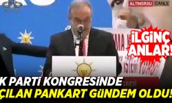 AK Parti kongresinde açılan pankart gündem oldu! İlginç anlar...