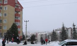 Kısıtlamaya rağmen sokakta kayak yapanların eğlencesi polisin sireniyle sona erdi