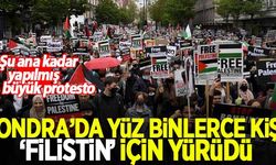 Londra'da yüz binlerce kişi 'Filistin' için yürüdü!