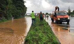 Rize'nin Pazar ilçesinde sağanak dolayısıyla dere taştı